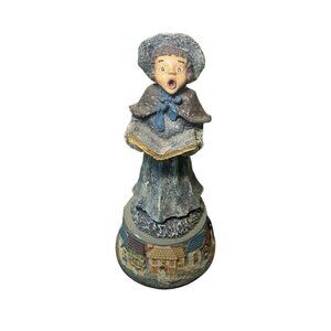 Musical Woman Caroler Collectible Windsor Music Box 9” Silent Night
